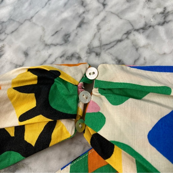 ZARA Colorful Cotton Abstract Batik African Print Halter Crop Top - Picture 5 of 8